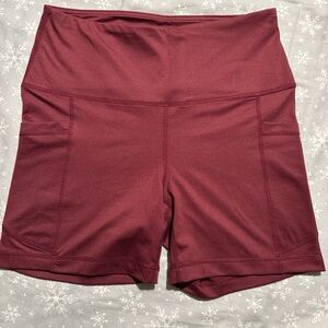 Velocity Burgundy High-Waist Shorts